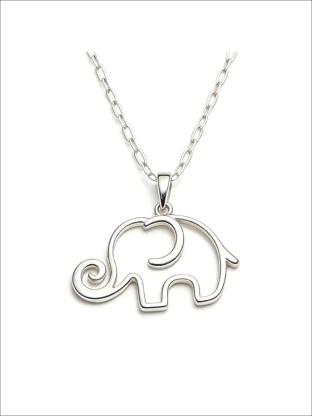 925 Sterling Silver Openwork Elephant Pendant Necklace 18+2 Inch Chain